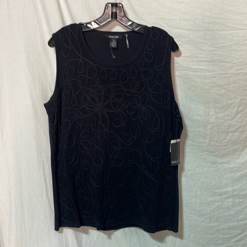 Dolce Cabo 1x black longer tunic style tank floral over sweater nwt